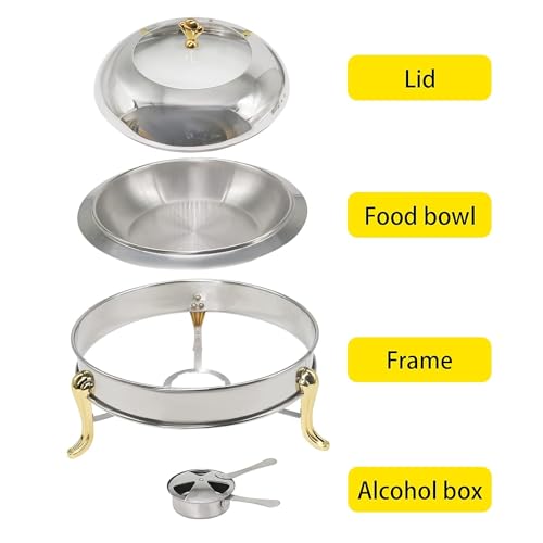 Image of Malabar Trading Company Stainless Steel Chafing Dish 24CM Food Warming Tray for Barbecue, Camping, Trips | Kitchen Dining & Bar | Food Warmer| Chafing Dishes & Warming Trays (1.5LTR)