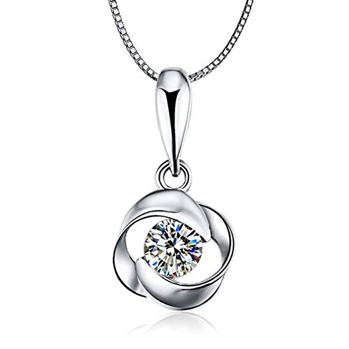 Dastrues Pendentif Collier Set Argent Placage Rotatif Rose Pendentif Clavicule Collier Bijoux