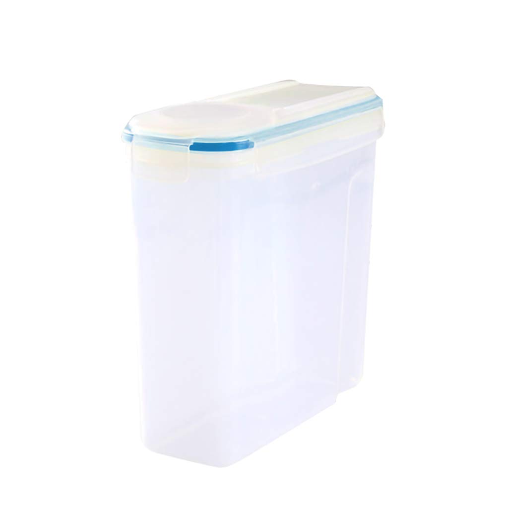 WOVEBIUS Plastic Cereal Storage Container 4L Buckle Airtight Dry Food Dispenser Snacks Fresh Keeping Box,Blue