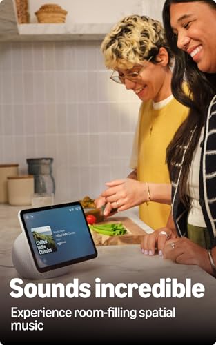 Image of Amazon Echo Show 8 (newest model), vibrant 8.7 inch HD display with spatial audio & Alexa, new sleek design, smart home controls, 2x bass speaker, 13 MP camera, bluetooth, Glacier White