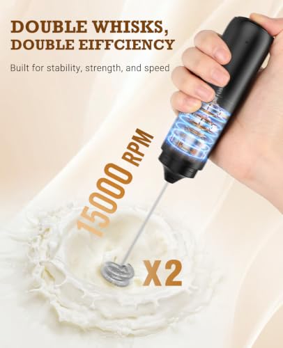SIMPLETASTE Rechargeable Milk Frother Handheld Dual Coil Whisk Head Mixer view 3