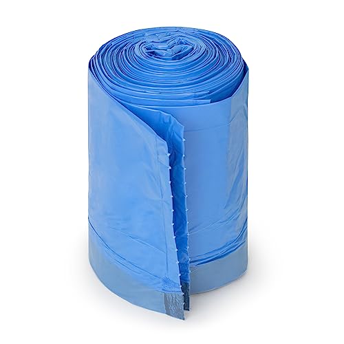 Image of Plasticplace Custom Fit Trash Bags, Compatible with simplehuman Code K (50 Count) Tinted Blue Drawstring Garbage Liners 10 Gallon / 38 Liters, 24 inch x 28 inch