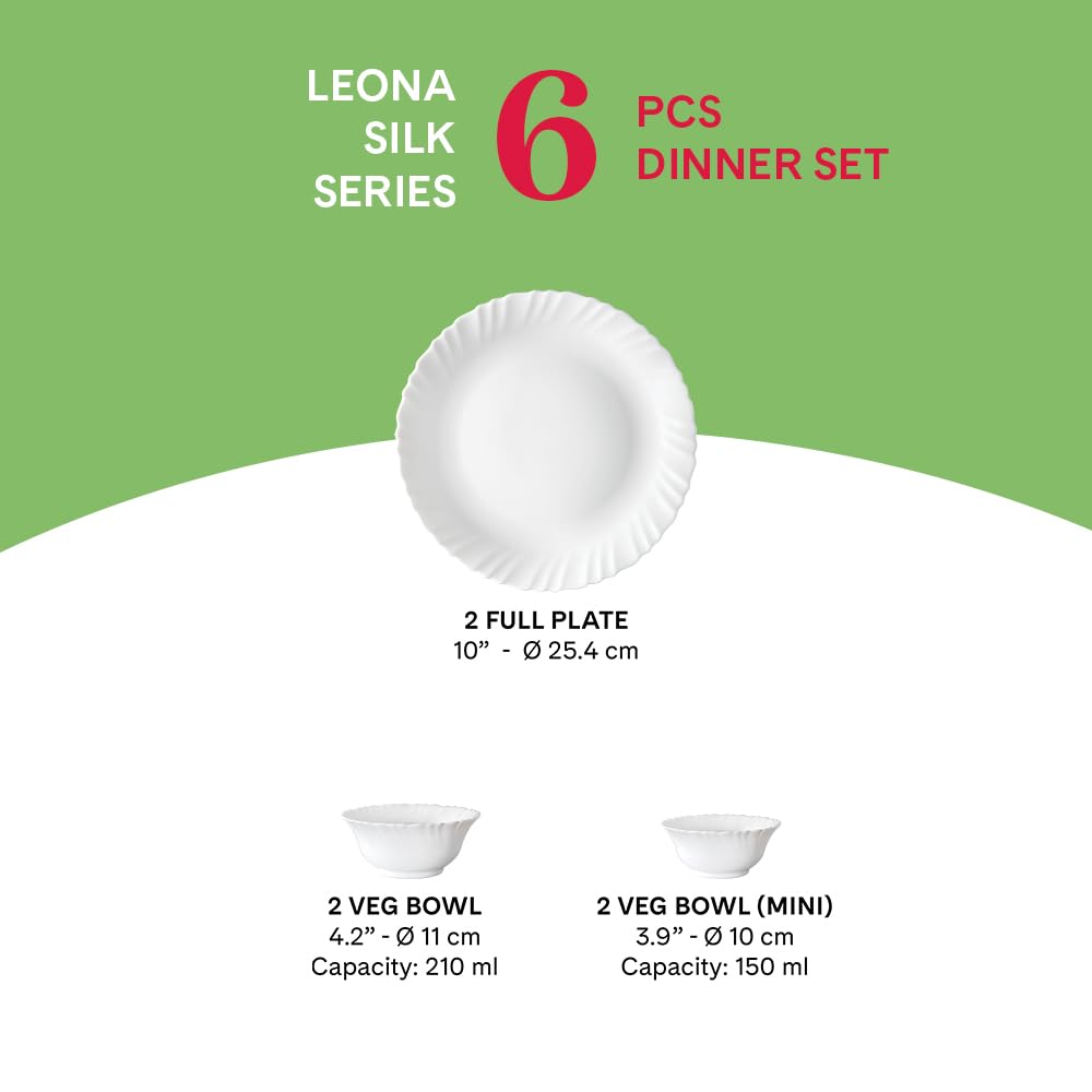 Larah Dinner Set - 6 Piece Opalware, Bone-Ash Free -5 Larah Dinner Set - 6 Piece Opalware, Bone-Ash Free -5