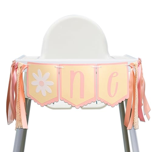 GIOGUK Banner Daisy One High Chair - Decoração de festa de 1º aniversário com tema margarida, suprim