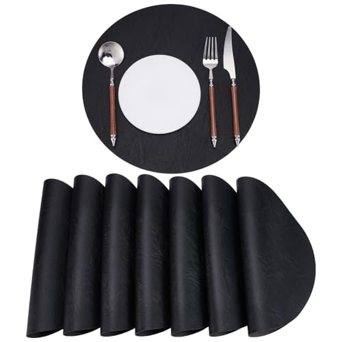 Set de table en cuir synthétique double face noir chic - 2