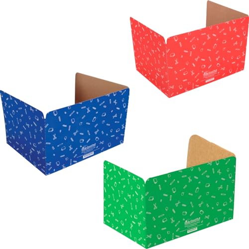 Image of Really Good Stuff Standard Privacy Shields, Set of 12, Blue | Red & Green in Matte, Enhance Focus & Create a Distraction-Free Learning Environment, Desk Dividers Perfect for the Classroom