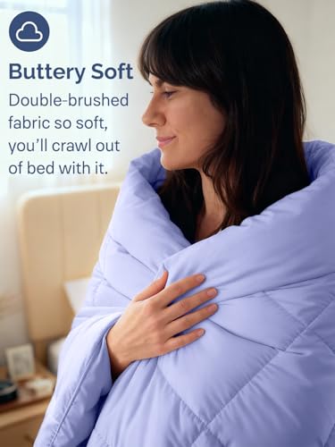 Image of Cal King Size, Lavender Alternative Down Comforter - Warm, Lightweight & Breathable Hotel Quality Bedding for Men, Women, Kids & Teens - All Season Oversized Cooling Microfiber Duvet Insert Comforter