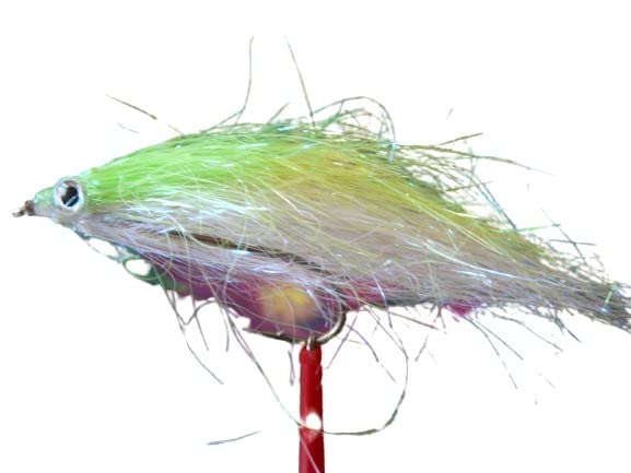 Streamer Fly " Fiberfish Pearly Lime " Set of 3 (Hook Size 4)
