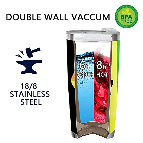 Paayna Gay Pride Love Is Love Insulated Vacuum Tumbler With Lid, Pride Month Gifts For Lgbtq Lesbian Pansexual Bisexual, Rainbow Hand Stainless Steel Double Wall Cup, 20Oz Travel Detachable Straw Mug #TOP2