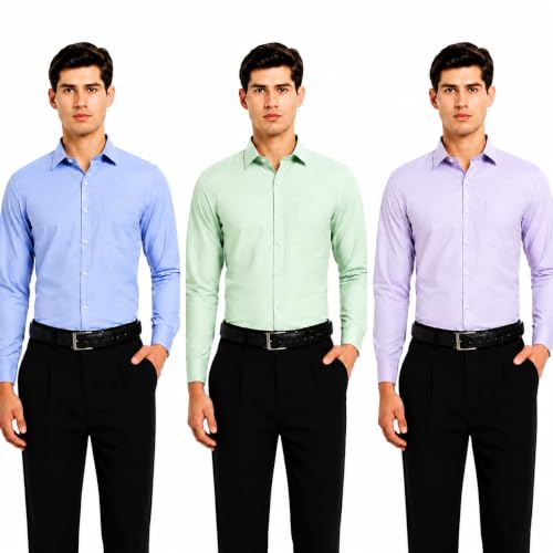 Image of Men's Solid Formal Shirt | Premium Cotton Rich Full Sleeves Shirt | Comfort Fit Office Wear Shirt with Single Chest Pocket | Stylish Casual & Formal Shirt for Men