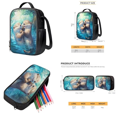 Cute Otter Kids Backpack Set Large Capacity 17 Inch Bookbag for Boys 12-14 14-16 with Lunch Box 7 Pcs Boys School Bag Set for Elementary Middle School Teens Book Bags4