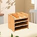 Milageto Wooden Desk Organizer Paper Storage Holder Multipurpose Mail Sorter Magazines File Dividers for Home Use School Folders Office