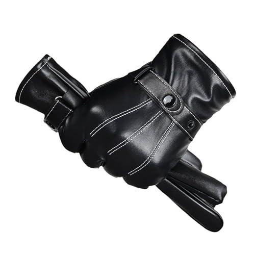 Genérico Guantes Negros De Cuero con Dedos Completos Y Pantalla Táctil Cálidos For Otoño E Invierno: Diseño Elegante, Cómodos Durante Todo El Día
