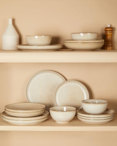 Image of 8.75'' Ceramic Pasta Bowls Set of 4, Salad Bowls Pasta Serving Bowls | 32Oz Versatile Serving Bowls for Pasta, Salad, Fruit & Noodles, Soup Bowls Sets, Stoneware Pasta Plates, Mocha Beige