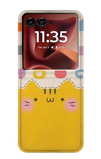 Housse cuir Motorola Razr 50 60 70 Ultra etui flip chat rigolo anti-choc