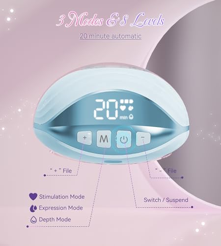 Image of Electric Breast Pump Wearable Models GLE10, Hands Free Breast Pump, Invisible & Lightweight Design, 3 Modes & 8 Levels, Portable Electric with 19 /21 /24mm Options, Includes Travel Suitcase(Blue 2PCS)