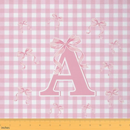 Tissus au metre alphabet imprimé bowknot rose blanc carreaux 184x150