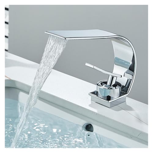 Grifo de lavabo cascada sobre encimera fabricado con materiales de alta gama 1