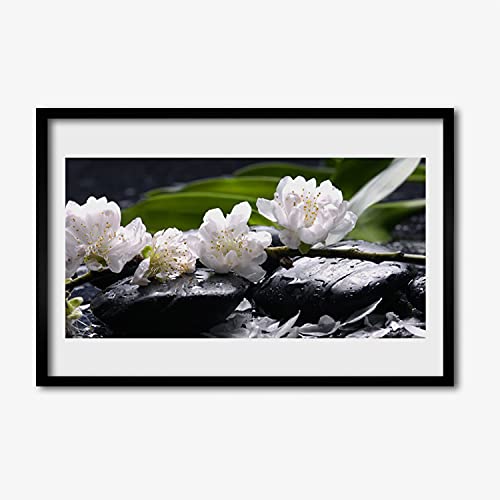 Affiche encadrée 60x40 cm Tulup en cadre MDF déco murale pierres de fleurs pour salon