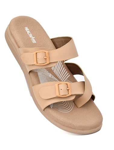 Image of HEALTH FIT EXTRA SOFT Women's Comfortable Memory Foam Doctor Slippers /Flip-Flops|Fashionable Casual & Stylish|Lightweight & Breathable|Outdoor Synthetic Casual Chappals Sandals Ladies & Girls HF30