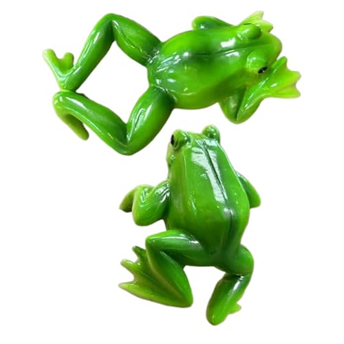 Generico Statua Da Giardino Rana,Decorazione Divertente Con Vaso A Forma Di Animale - Sculture Appendibili Rane Piccole Con Vaso Set Di 2 Per Terrazzo Prato Scrivania Mensola Decorazioni Terrario
