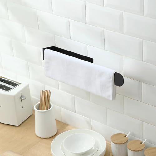 Porte serviette sans perçage noir Ibergrif M34454B lot de 2