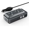 BESTEK 200W Power Inverter Dc 12V to Ac 230V 240V Car Voltage Converter Transformer with 3-Pin Sockets & 4-USB Ports