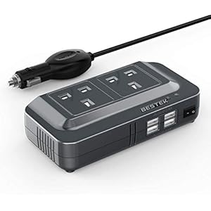 BESTEK 200W Power Inverter Dc 12V to Ac 230V 240V Car Voltage Converter Transformer with 3-Pin Sockets & 4-USB Ports