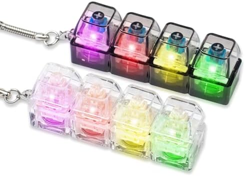JoyJoyful 2 Stück Tastatur Fidget Spielzeug, Fidget Toys für Erwachsene Kinder mit LED Licht, Fidgets Tastatur Schlüsselanhänger, 4 Farbigen Keyboard Fidget mit Keychain Tasten Str
