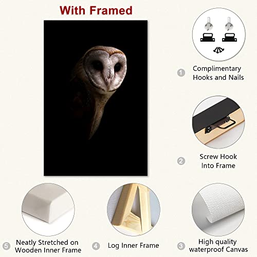 Bird Wall Art Canvas Painting Print Picture Owl In The Dark Modern Canvas Wall Decor Artwork Framed Abstract Canvas For Living Room Office Kitchen Bedroom Home Decoration 08X12Inch #TOP1