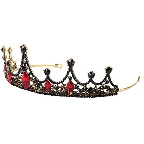 LALAFINA Couronne de Reine Baroque Rouge Couronne Noire Diadème Gothique Couronnes Baroques Gothiques Diadème de Reine Baroque Vintage pour Mariage Reconstitution Historique de Bal Coiffes Cover