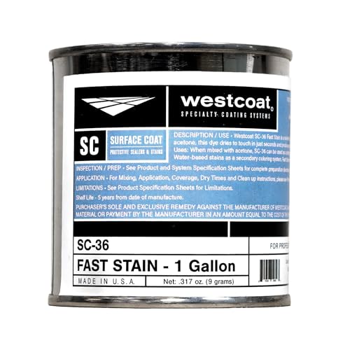 Westcoat SC-36 Fast Stain for Interior Concrete | Gray | 1/2 Pint Can Concentrate Makes 1 Gallon | Drop-in Powder | Dye Stain