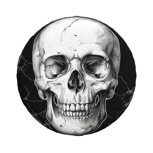 Image of Skull Spare Tire Cover, Universal Wheel Tire Cover Funny Skull Skeleton Tire Protectors for Trailer RV SUV Truck Camper 17 Inch