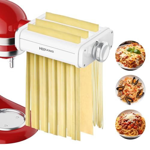 Pasta Attachment for KitchenAid Stand Mixer, 3 in 1 Set Pasta Maker KitchenAid Attachment Includes Spaghetti Cutter, Pasta Sheet Roller and Fettuccine Cutter, Attachment for Kitchen aid Mixers by Heiolkako - Used condition - US$36.38