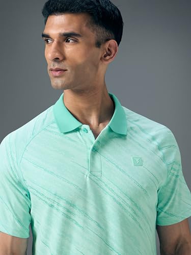 Image of TECHNOSPORT Men's Slim Fit Printed Half Sleeve Polo T-Shirt with Matpiq for Casual & Regular Use