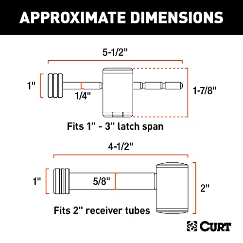 CURT 23505 Right-Angle Trailer Lock Set, 5/8-Inch Pin for 2-Inch Receiver, 1/4 x 3-Inch Coupler Span by CURT - Image 2