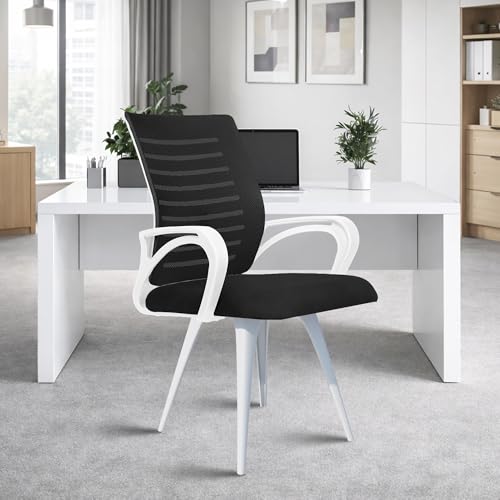 Image of ROSE Elite | 3 Years Brand Warranty | Ergonomic Office Chair, Study, WFH, Revolving, Rolling, Desk, Task, Laptop, Student Chair (White & Black, Elite MB Reception)