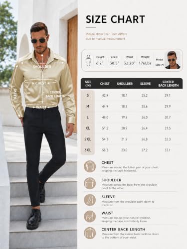 Vssjavun Men's Satin Dress Shirt Shiny Button Down for Party Club Disco — view 6