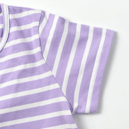 Image of HILEELANG Little Girl Short Sleeve Dress Easter Cotton Casual Applique Tunic Shirt Dresses