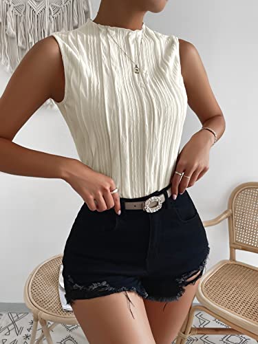 Verdusa Women's Sleeveless Mock Neck Textured Tank Top Corporate Business Office Outfits Trendy 20253