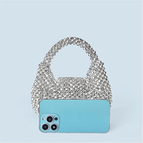 Bolso de mano cuadrado de mujer plata miniatura 4