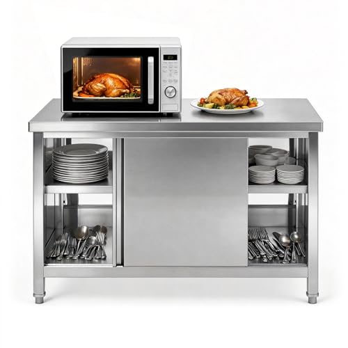 Small Sliding-Door Stainless Worktable