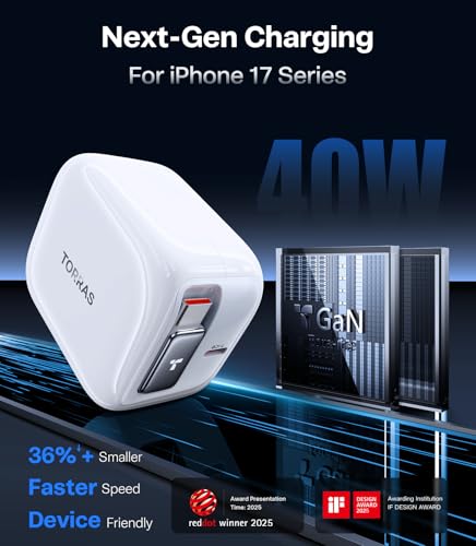 Image of TORRAS FlexLine 40W USB C Charger, Dual-Port GaN Retractable Charger