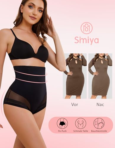 SIMIYA Bauchweg Unterhose Damen Shapewear Bauch Weg Miederhose Hoher Taille Miederslip Unterbauch Kontrolle Body Shaper für Frauen (Schwarz, XXL)