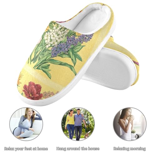 JUNZAN Autumn Hyacinths Sunflower Yellow Mens Cotton Slipper Soft Memory Foam Foam Slippers for Outdoor Birthday Presents 6-73