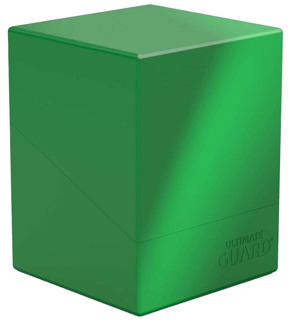 Ultimate Guard Boulder Solid 100+, Deck Case for 100 Double-Sleeved TCG Cards, Green, Secure & Durable Storage for Trading Card Games, No Transparency