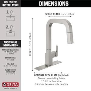 Delta Faucet Junction Kitchen Faucet with Pull Down Sprayer, Brushed Nickel Kitchen Sink Faucet, Modern Kitchen Faucet, Kitchen Faucet, Single Hole Kitchen Faucet, Spotshield Stainless 19825LF-SP Delta Faucet Junction Kitchen Faucet with Pull Down Sprayer Brushed Nickel Kitchen Sink Faucet Modern Kitchen Faucet Kitchen Faucet Single Hole Kitchen Faucet Spotshield Stainless 19825LF SP
