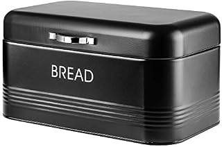 KADAX Bread Bin, Bread Bin Brushed Steel 30 x 18 x 16 cm, bread bin black, Spacious Bread Bin with Lid, Bread Storage Container, Bread box (Black)