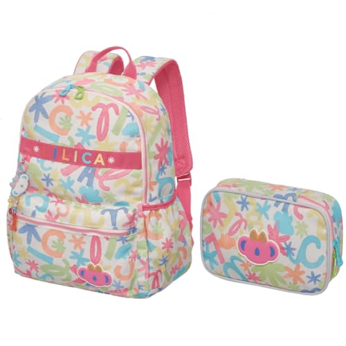 Kit Mochila Costas Estojo Box Lilica Ripilica Lovit Florescer Pacific