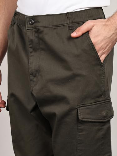 Image of Alan Jones Men's Cargo Jogger Pants | Regular Fit Tapered Joggers with Elastic Waist & Hems | Cotton Stretch Utility Pocket Track Pants | Casual Everyday Wear